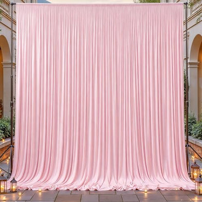 8ftx10ft Wrinkle Free Pink Backdrop Curtain - 10 Feet Photography Backdrop Drapes, Silky Polyester Back Drop Cloth for Wedding Baby Shower Balloon Arch Background - color: Pink, size: 8FTx10FT (W4'xH10', 2 Panels)