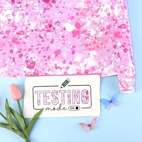 Tintnut Splash Heat Transfer Vinyl Roll - 12 Inch x 5ft Pink and White Watercolor Ink Patterned HTV Splatter Iron On Vinyl DIY T-Shirts Hats Clothes Canvas Bags - color: Pink White