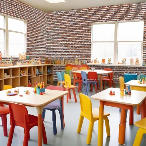 Classroom Fabric Bulletin Board 47x141inch Red Brick Texture Back to School Classroom Backdrop Decoration for Wall Door Background, DIY Craft, Bulletin Boards, Pillows, Curtains, Reusable, Easy to Cut - style: Red Brick