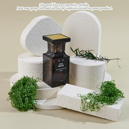 7PCS Product Photography Background Props Wooden Hand Painting Geometric Cube Waterproof Grain Textured Irregular Photos Prop for Photoshoot Cosmetics Fragrance Photo Food Jewelry - color: White