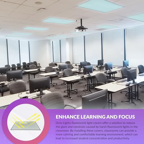 OCTO LIGHTS Magnetic Light Covers for Ceiling Lights Classroom Fluorescent Light Covers Solid Light Blue 2x4 Ceiling Light Cover for Classroom Lights, Office, and Medical Spaces (Pack of 1) - color: Light Blue