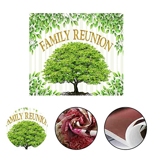 Family Reunion Backdrop, Family Tree Members Theme Photo Backdrop Vinyl 10x10ft Green Tree Family Gather Welcome Party Photography Backdrops Rod-Pocket Props, BJLSGU98 - size: 10x10ft