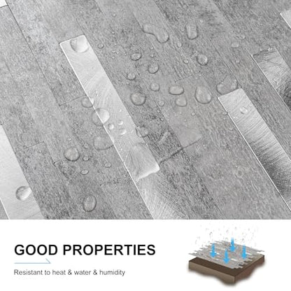 Peel and Stick Backsplash Tiles for Kitchen, 10 Sheets Grey Slate Marble PVC Wall Tile, Self Adhesive Waterproof Heat Resistant Stick On Backsplash for Bathroom, RV, Laundry Room, 9.2 Sq Ft - color: Grey Slate