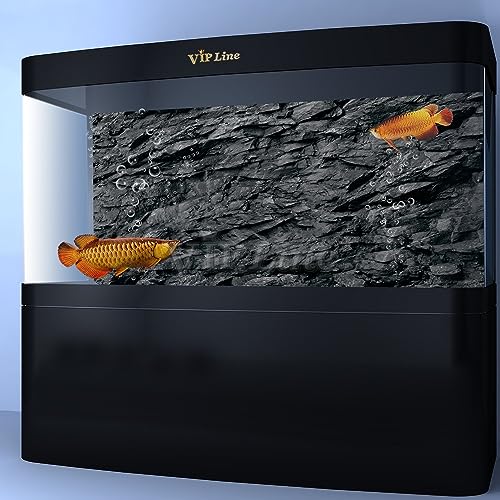 VIP. LINE 3D Effect Black Stone Texture Aquarium Background Poster Fish Tank Backdrop Decorations PVC Background (48" x 30"/ 122 x 76cm) - size: 48" x 30"/ 122 x 76cm