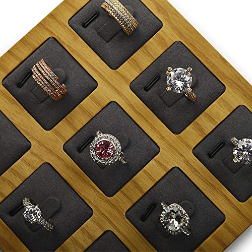 Jewelry Ring Display Tray Solid Wood Display Rings Stand Storage Jewelry Display Props Tray - color: Wsm02502