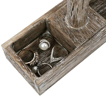 MOOCA Bracelet Bangle Holder, Table Top Necklace Wooden Jewelry Display Stand Storage Tray for Home Organization, 11 3/4" W x 2 3/4" D x 9 3/4" H, Coffee - color: 6) Coffee, w/Tray-1pc