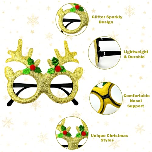 Christmas Party Favors Supplies 12 Pack, Universal Size Holiday Glasses Accessories, Xmas Party Prizes Photo Booth Props Decorations for Outfit, Christmas Goodie Bag Stocking Stuffers Gifts Giveaways - style: 12 PCS