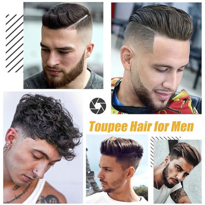 Toupee Mans Pieces and Hair System 100% Human Hair Mens Hairpiece Male Unit Mono Lace With Npu Around Lace Base Replacement 7x9 Inch 1B Off Black Strong Hold Undetectable Toupee System - color: 1B# Off black - Mono NPU, size: 7x9 Inch