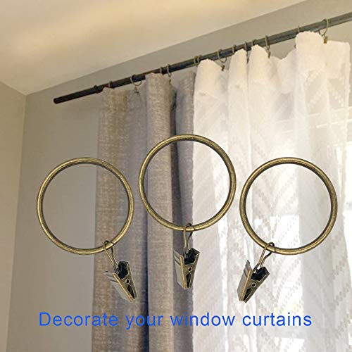 WeeksEight 20 Pack Bronze Curtain Rings with Clips, Curtain Hooks Hangers Clip Rings for Hanging Drapes Bows Hat, Drapery Rings 1.77 in I D, Fits up to 1.5 in Diameter Curtain Rod. - color: Bronze, size: 1.7" I D Set of 20
