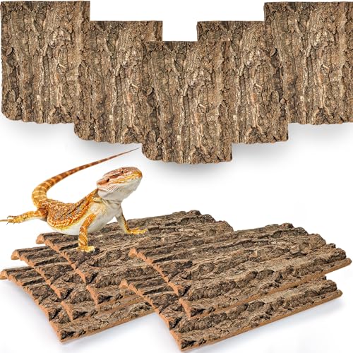 Hamiledyi Cork Terrarium Background 11.8x7.9in 10PCS Natural Reptile Cork Bark Flats Terrarium Board Bearded Dragon Climbing Wall Mat Tank Decor for Lizard Chamelon Snake Turtle Spider Crested Gecko - size: 10PCS-11.8x7.9in