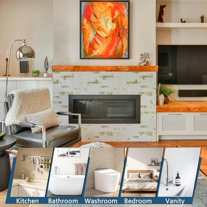 10 - Sheet Peel and Stick Backsplash Wall Tile, PVC Kitchen Backsplash, Stick on Tiles for Backsplash Kitchen (12'' X 12'', White with Gold) - color: White With Gold
