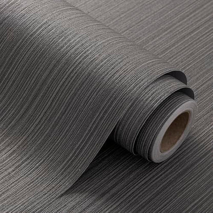 Black Grasscloth Peel and Stick Wallpaper Linen Textured 24"x787" Faux Grassweave Upgraded Thick Extra Large Self-Adhesive Neutral Contact Paper Vinyl Roll for Home Use - color: gray black, size: 787" x 24"