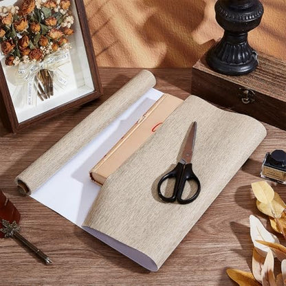 CRASPIRE 51 x 11.8 Inch Book Binding Cloth Book Cover Fabric Polyester Linen Woven Surface Paper Backed Burlywood Bookcover for Books Album Scrapbooking Archival DIY Covering Bookbinding Protector - color: Burly Wood