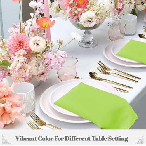 PLOYMONO Grass Green Heavy Duty Cloth Napkins - 17 x 17 Inch Solid Washable Polyester Dinner Napkins - Set of 8 Napkins with Hemmed Edges - Great for Weddings, Parties, Banquets Dinner & More - color: Grass Green