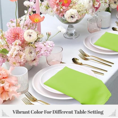 PLOYMONO Grass Green Heavy Duty Cloth Napkins - 17 x 17 Inch Solid Washable Polyester Dinner Napkins - Set of 8 Napkins with Hemmed Edges - Great for Weddings, Parties, Banquets Dinner & More - color: Grass Green