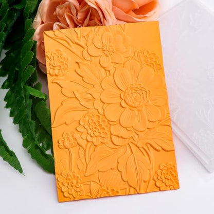 Briartw Blooming Flowers Texture Template 3D Embossing Folder for Card Making Adding Textured Detail to Paper Crafting 6.3x4.5inch Clear Texture Plate Perfect for Heavyweight Cardstock (≥250gsm/92lb) - color: Blooming Flowers B