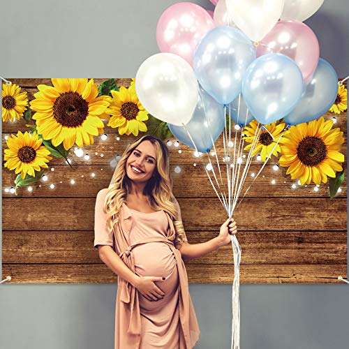 Tatuo 6.1 x 3.6 ft Rustic Sunflowers Backdrop Sunflowers Photography Background Brown Backdrop Photography Wall Background Banner for Photo Studio Home Wedding Birthday Decoration, Party Supply