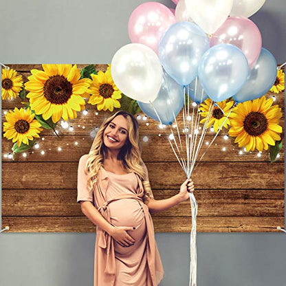 Tatuo 6.1 x 3.6 ft Rustic Sunflowers Backdrop Sunflowers Photography Background Brown Backdrop Photography Wall Background Banner for Photo Studio Home Wedding Birthday Decoration, Party Supply