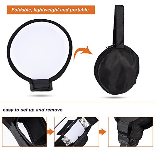 Foldable Flash Diffuser, Mini Portable Round Beauty Dish Flash Diffuser Softbox (40cm)