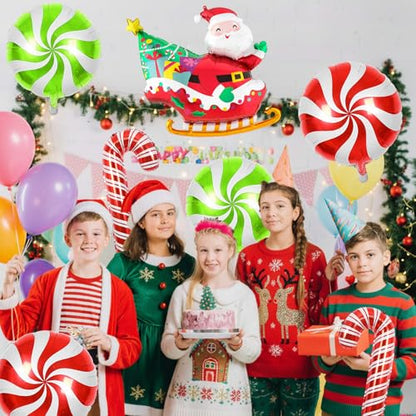 Biapian Christmas Balloons Decorations, Large Santa Claus Balloons Foil Red Green Windmill Candy Cane Balloon Helium for s Christmas Baby Shower Holiday Xmas New Year Birthday Party Decorations - style: Santa Claus