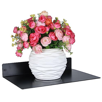 RealPlus Metal Floating Shelf Wall Mounted (12 inch x 8 inch) Heavy Duty Steel Display Shelves, Black (Pack of 2) - color: Black (Pack of 2), size: 12"W x 8"D