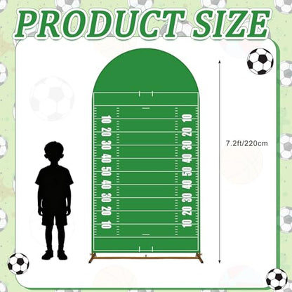 VitalCozy 7.2ft Sports Football Field Birthday Party Arch Backdrop Cover Football Photography Backdrops Spandex Fitted Arch Stand Covers for Rugby Balloons Birthday Parties - style: Football Field