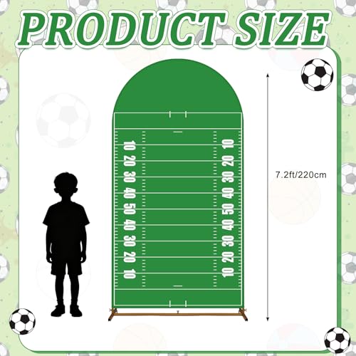 VitalCozy 7.2ft Sports Football Field Birthday Party Arch Backdrop Cover Football Photography Backdrops Spandex Fitted Arch Stand Covers for Rugby Balloons Birthday Parties - style: Football Field
