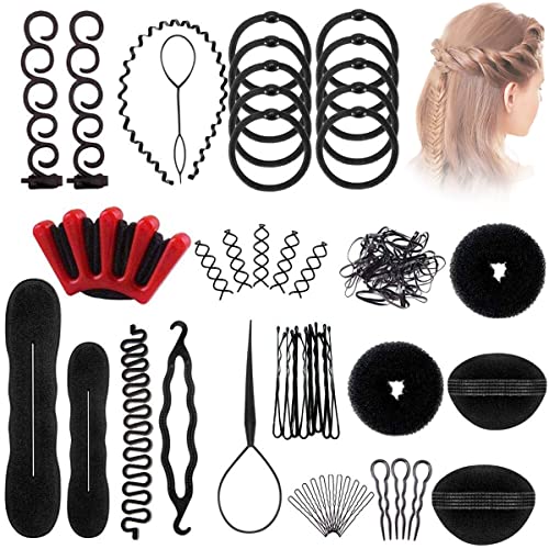 25 Pieces Hair Styling Tools Kit, Magic Styling Tools Kit, Simple and Fast, Com Hair Clips/Pins/Foam Pads for Women Girls Hair Braiding