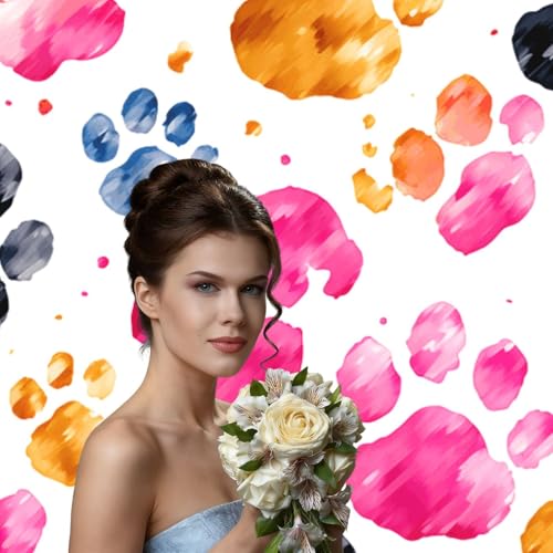 Colorful Dog Paws Backdrop Background for Photography 5x7ft Photobooth Professional Photo Backdrop Curtains Video Photography Studio Photo Backgrounds Banner Booth Background Screen Parties - color: Colorful Dog Paws