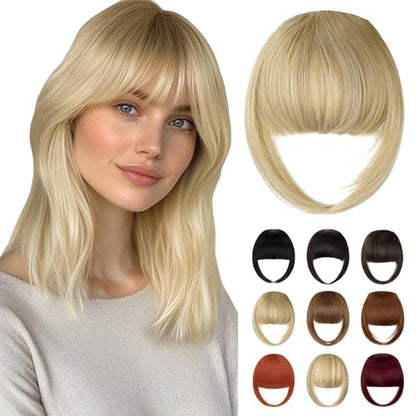 Bangs Hair Clip in Bangs, French Ash Blonde Fake Bangs Hair Clip on Bangs for Women Fringe with Temples Hairpieces Faux Bangs for Daily Wear - color: Ash Blonde
