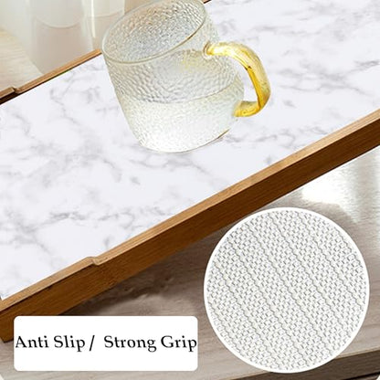 Shelf Liner 18 Inch Wide X 20 Ft Non Adhesive Cabinet Drawer Liners Non Slip Waterproof Pantry Closet Shelf Liner Strong Grip Liner For Kitchen Bathroom Refrigerator Dresser Drawer Cupboard Mat Marble - size: 18"W x 240"L