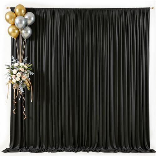 10x8ft Black Backdrop Curtains for Parties Wrinkle Free Fabric Backdrop Curtain Party Photo Backdrop Drapes for Birthday Wedding Baby Shower Graduation Photography Back Drop Background 2 Panels 5x8FT - color: Black, size: 10 ft X 8 ft(2 Panels 5ft X 8ft)