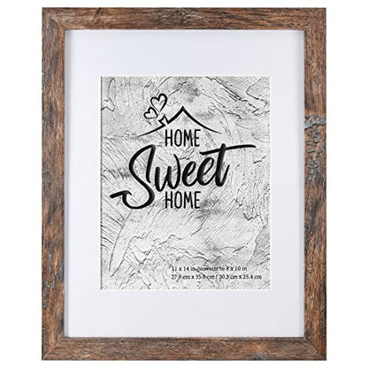 Califortree 11x14 Picture Frames - 8x10 Mat Included, Plexiglass, Wall/Tabletop Use, Rustic Brown - size: 11x14