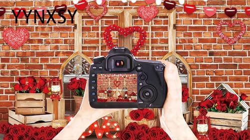 YYNXSY 7X5FT Valentine's Day Brick Wall Background Valentine backdrops for Photography Heart-Shaped Pendant, red Rose Photo Banner YY-5025 - color: Black