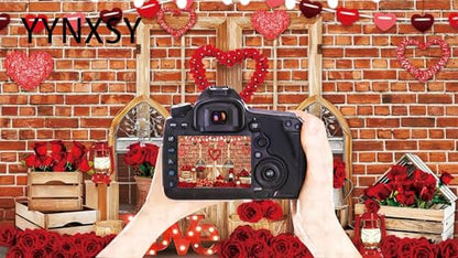 YYNXSY 7X5FT Valentine's Day Brick Wall Background Valentine backdrops for Photography Heart-Shaped Pendant, red Rose Photo Banner YY-5025 - color: Black