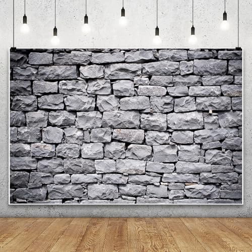 Leowefowa Grey Brick Wall Backdrops 13x6ft Vinyl Vintage Irregular Stone Texture Uneven Cracked Rock Photo Photography Background Newborn Graduation Party Decorations Photo Studio Banner Booth Props - size: 13x6ft