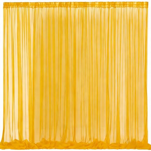 10x10 Yellow Tulle Backdrop Curtains for Parties, Sheer Backdrop Curtain Wedding Photo Backdrop Drapes for Baby Shower Photography Birthday Party - color: Yellow, size: 10x10ft