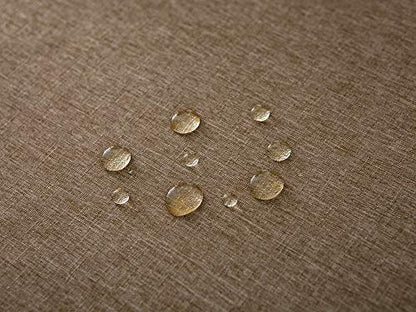 EHouseHome Faux Linen Tablecloth with Lace Trim - Waterproof/Spill Proof/Stain Resistant/Wrinkle Free/Oil Proof - for Banquet, Parties, Dinner,Kitchen,Wedding,Coffee,Holiday,Flax,Round 60Inch - color: Flax, size: 60" (Round)