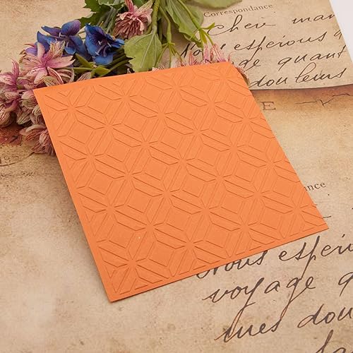 Arbuya Geometric Background Plastic Embossing Folder (5.9"x5.9''| Geometric Pattern) Paper Crafts Plastic 3D Textured Impressions for Card Making Scrapbooking