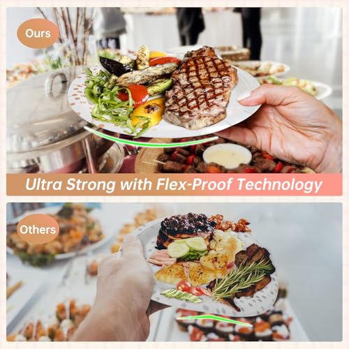 Serves 35 Guests White and Rose Gold Party Supplies,White and Rose Gold Birthday Paper Plates and Napkins,7" Disposable Party Dinnerware for Women - color: White Rose Gold Dot Paper Plate