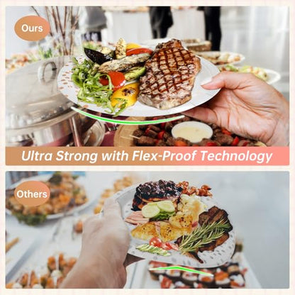 Serves 35 Guests White and Rose Gold Party Supplies,White and Rose Gold Birthday Paper Plates and Napkins,7" Disposable Party Dinnerware for Women - color: White Rose Gold Dot Paper Plate