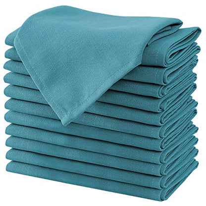 H.VERSAILTEX Cloth Napkins Set of 12 (18" X 18") Linen Textured Dinner Napkins Waterproof Extra Soft Thick Durable Reusable Napkins with Hemmed Edges for Dinners, Weddings and Everyday Use, Teal - color: Teal, size: 18" x 18" (Square)