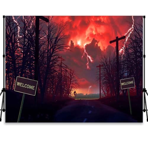 8x6ft Forest Backdrop Crimson Nightmare Sky with Deadwood Halloween Party Background Party Home Decorations Photo Studio Banner Props YUNBDJ1265 - size: 8x6FT