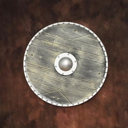 iEFiEL Medieval Vikings Era Shield Wood-Look Warrior Role Play Halloween Fantasy Photography Props - color: Coppery