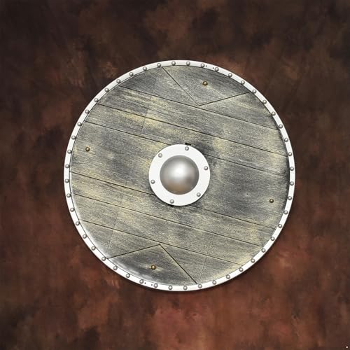 iEFiEL Medieval Vikings Era Shield Wood-Look Warrior Role Play Halloween Fantasy Photography Props - color: Coppery
