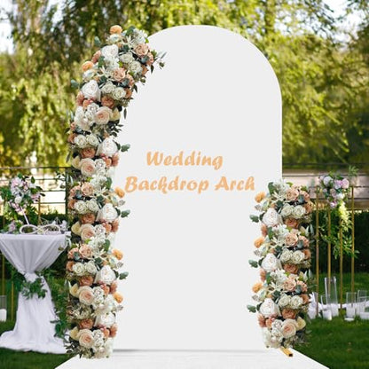 6.6FT Wedding Arch Cover Spandex Fitted Wedding Arch Stand Covers Round Top Chiara Arch Backdrop Cover for Birthday Party Ceremony Banquet Decoration White（Only Cover） - size: 6.6ft Cover