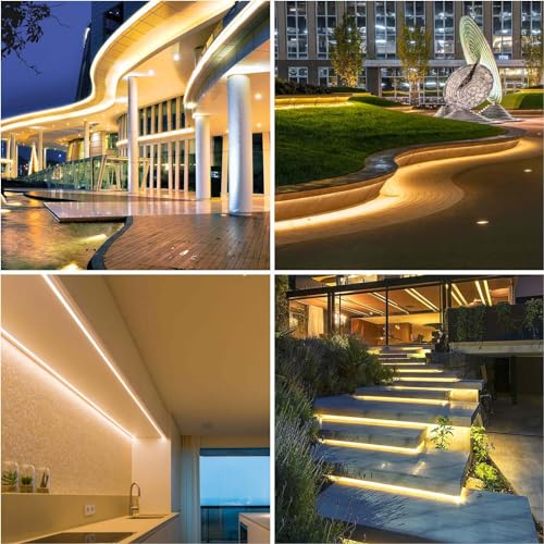 LLTOP COB LED Strip Lights Waterproof IP67 DC24v Warm White 3000K 16.4ft/5m High CRI 92Ra+ Outdoor LED Tape Lighting DIY Cuttable for Bedroom Kitchen Cabinet Shelf (Power Supply Not Included) - color: Warm White 3000K (power supply not included)