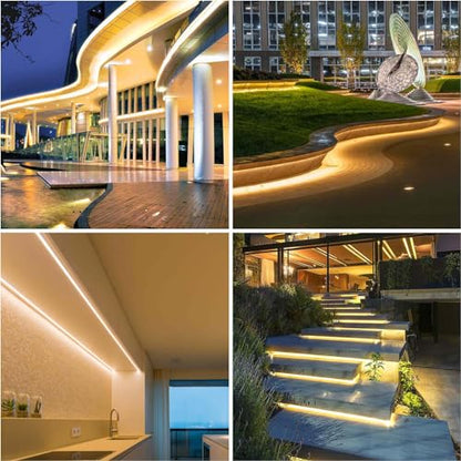 LLTOP COB LED Strip Lights Waterproof IP67 DC24v Warm White 3000K 16.4ft/5m High CRI 92Ra+ Outdoor LED Tape Lighting DIY Cuttable for Bedroom Kitchen Cabinet Shelf (Power Supply Not Included) - color: Warm White 3000K (power supply not included)