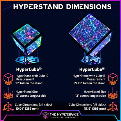 HyperStand for HyperCube Infinity Cube LED Light - 12.5-Inch Display Stand with Solid Bamboo Base, Stainless Steel Metal Rods & Laser-Etched Acrylic Hyper-Mirror - Fits Both HyperCube10 & HyperCube15