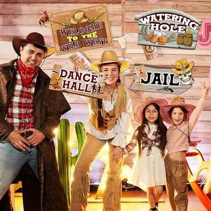Hooqict Western Birthday Party Decorations 20 Pieces Cowboy Themed Party Signs Welcome To The Wild West Cutouts for Classroom Country Party Supplies - style: Western